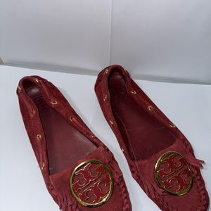 Burgundy & Gold Tory Burch Flats